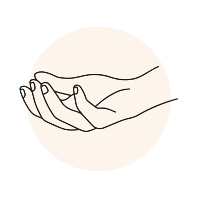 Zeichnung einer nach oben gedrehter Hand